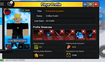 Conta Blox Fruit Rara com os melhores items
