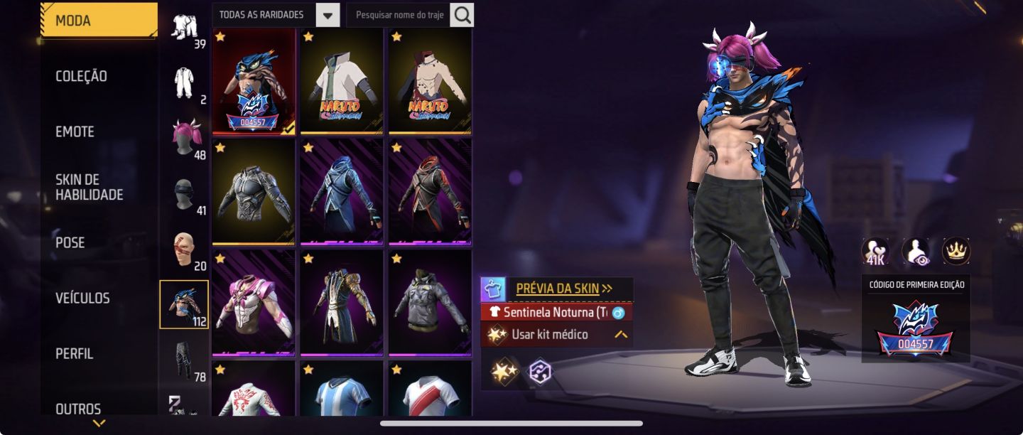 OPORTUNIDADE ÚNICA 6 EVOLUTIVAS+NARUTO+PUNHO+SKIN LENDARIAS+EMOTE DE ENTRADA