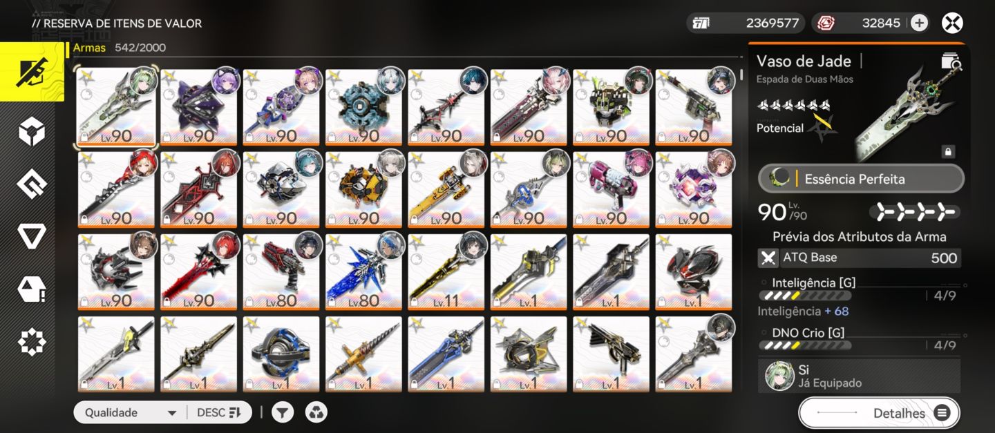 Conta monstra todos os personagens limitados com todas as armas assinaturas.