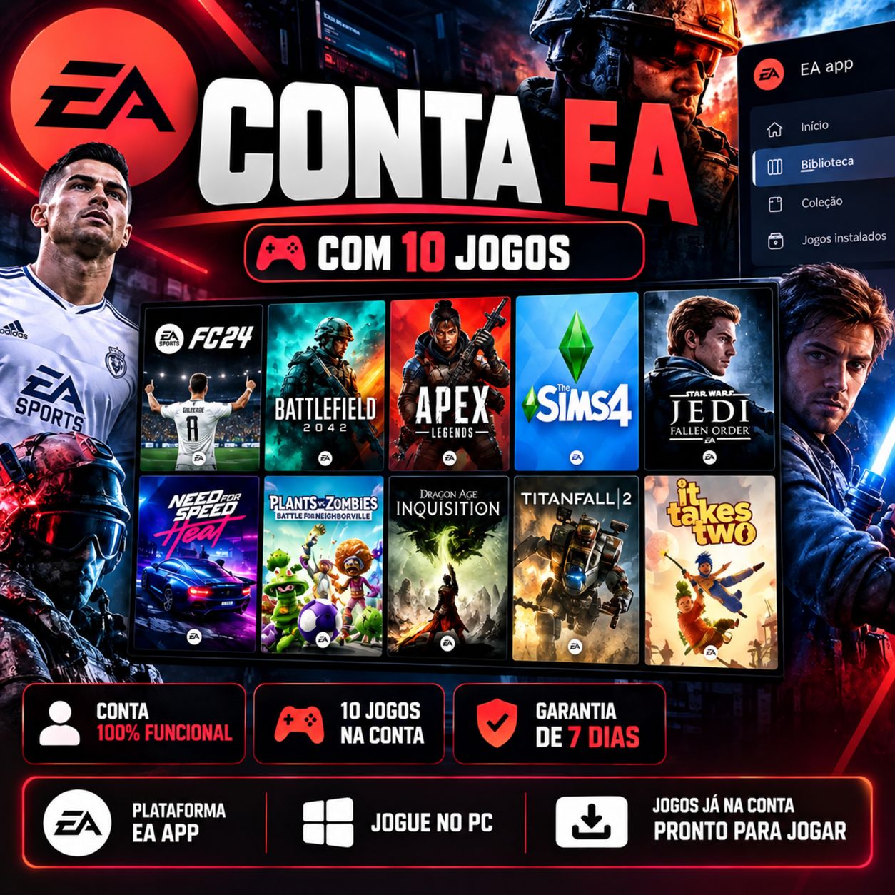Conta EA com 10 jogos