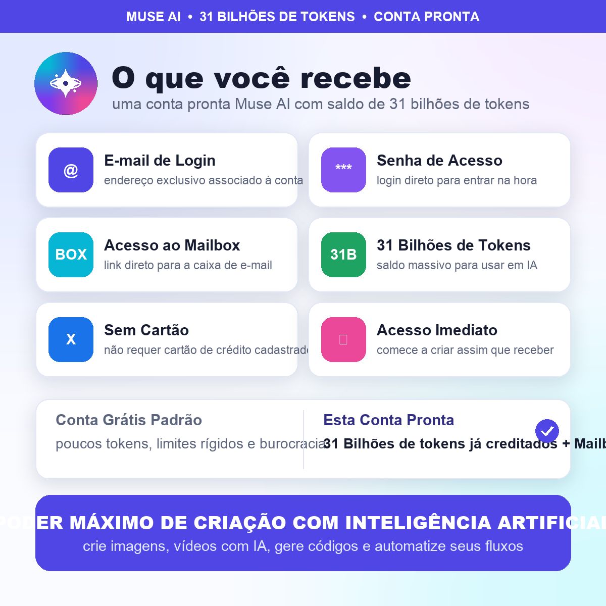 MUSE AI 31 BILHÕES DE CRÉDITOS | CONTA PRONTA | SEM CARTÃO
