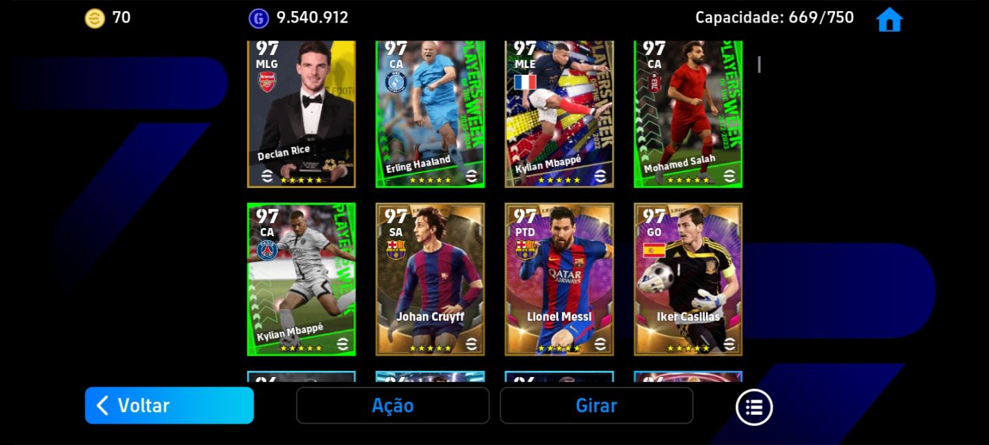 Conta efootbal endereço game recheada de cartas epicas