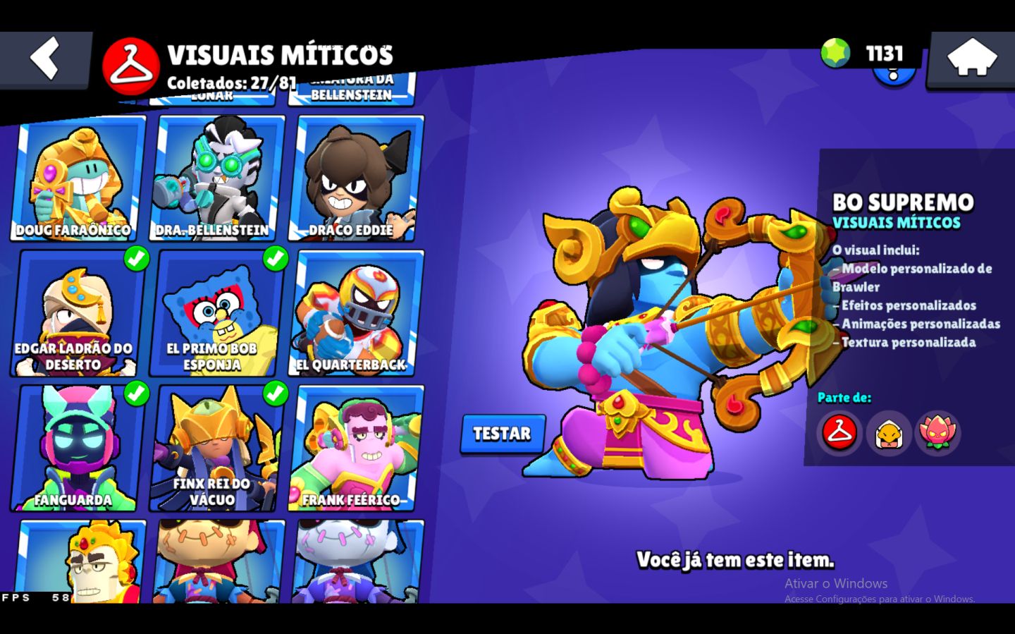 CONTA BRAWL STARS 77K TROFÉUS | 107 BRAWLERS | 462 SKINS | 71 NÍVEL 11 | PROPASS