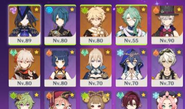 AR 52 LEYNEY + BIS / KAZUHA + CLORINDE + 5 PERSONAGENS 5 ESTRELA