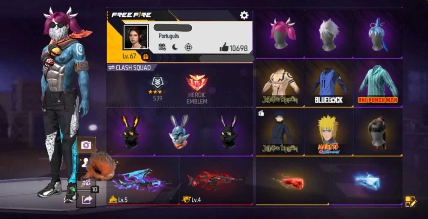 Conta Rara de Free Fire com passes antigos, Mandela, Pé Descalço e mais!