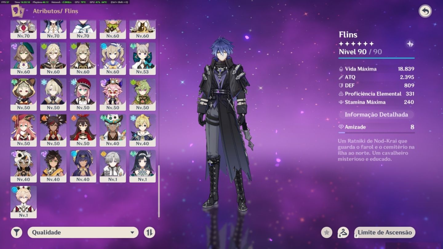 GENSHIN IMPACT AR 60 | AMÉRICA | 52 PERSONAGENS 5 ESTRELAS + CONSTELAÇÕES
