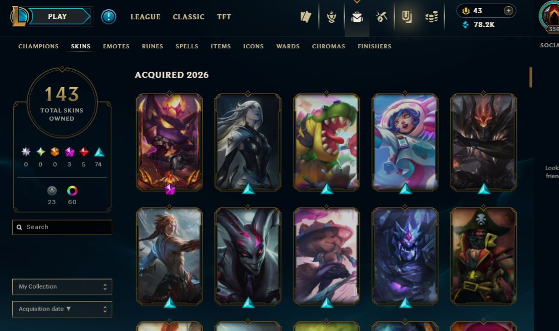 Conta de lol 140 skins muda email senha e nick, ex diamante.
