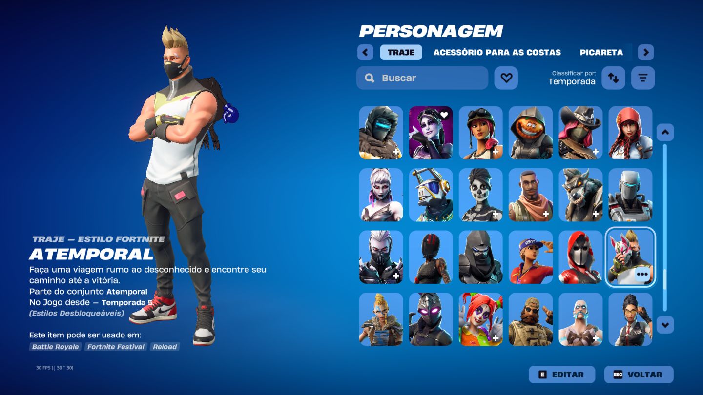 CONTA FORTNITE 400+ SKINS COM JOHN WICK PACK FUNDADOR STW MAKO OMEGA FULL ETC...