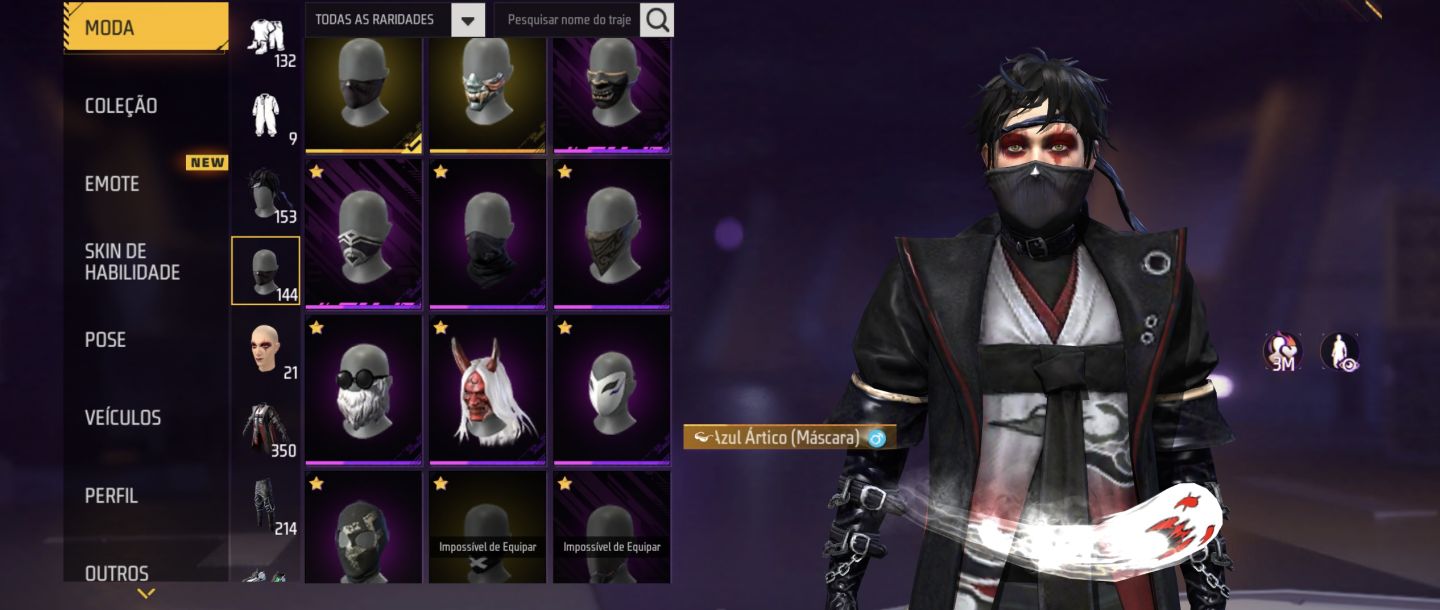 Conta de free fire com itens muito raros, preço negociável!!!!