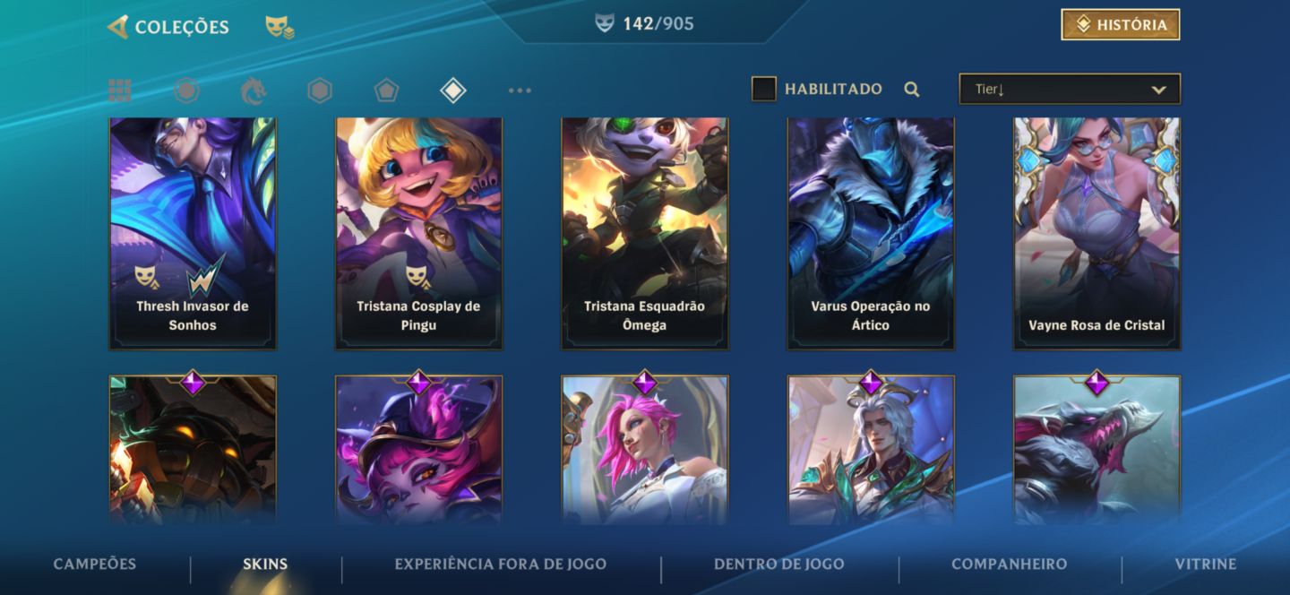 Conta Wild Rift upada 142 skins