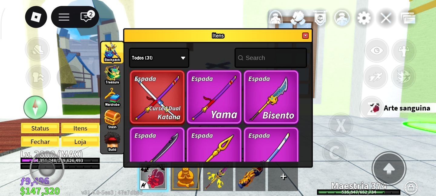 Conta Blox Fruits Nível MAX (2800) | Sanguine Art MAX (600) + Buddha