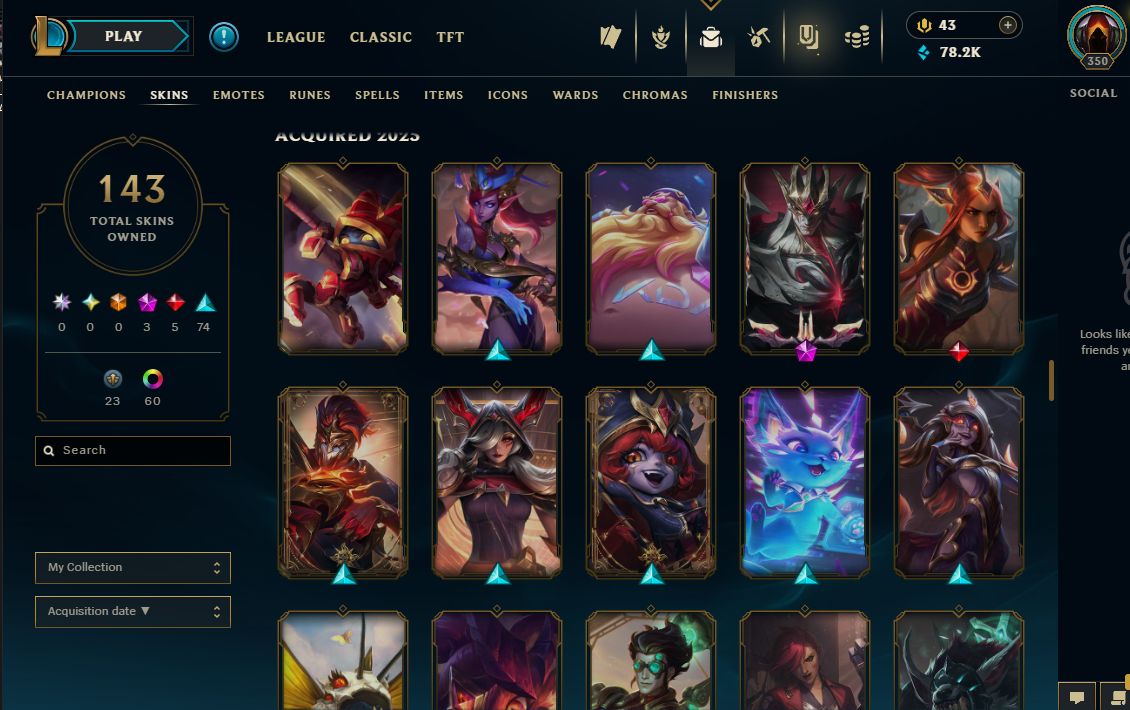 Conta de lol 140 skins muda email senha e nick, ex diamante.