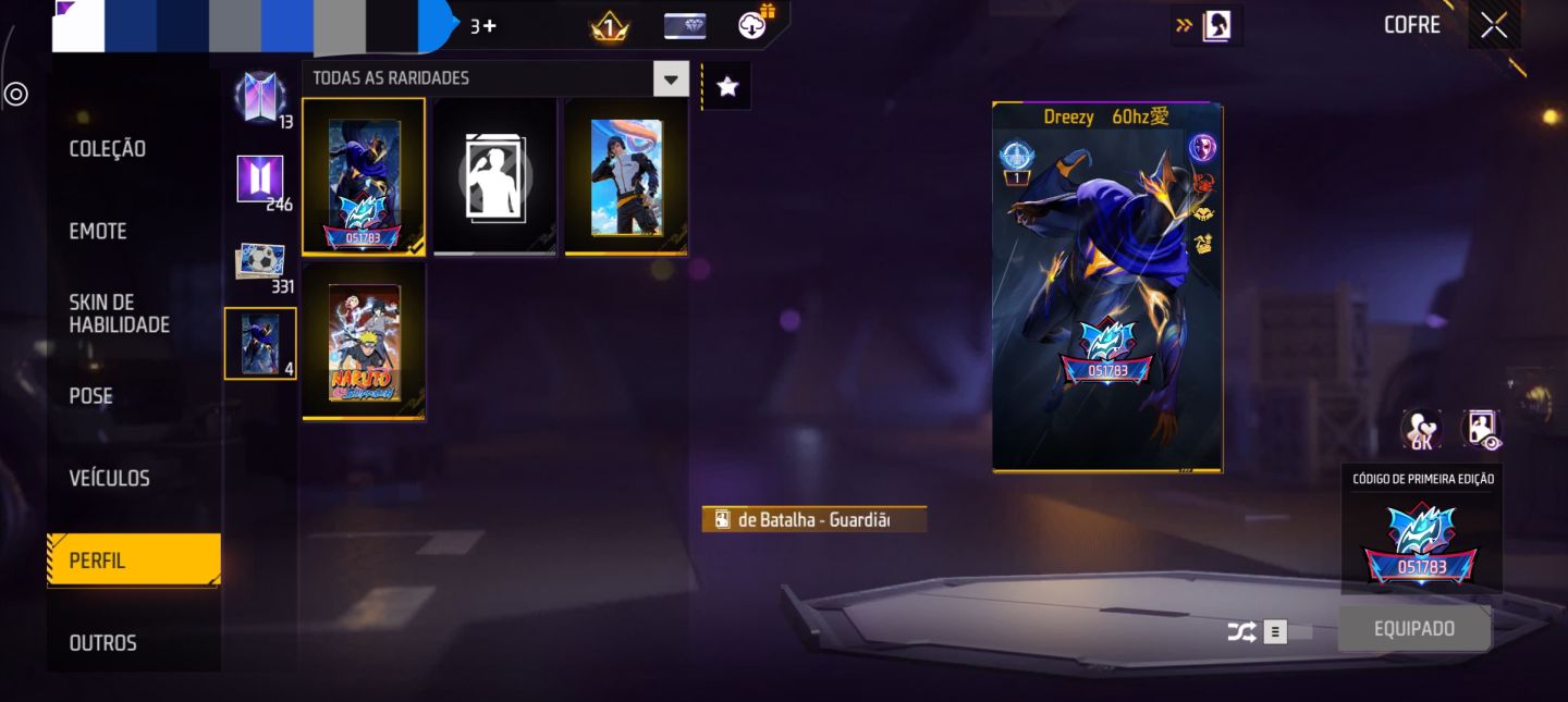 CONTA FF PARA SAIR RAPIDO | NARUTO | VIGILANTE E OUTRAS SKINS RARAS