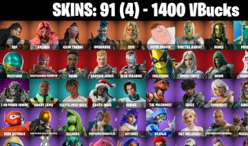 91 Skins - war machine, emma frost, doom, gwenpool, 1400 vbucks