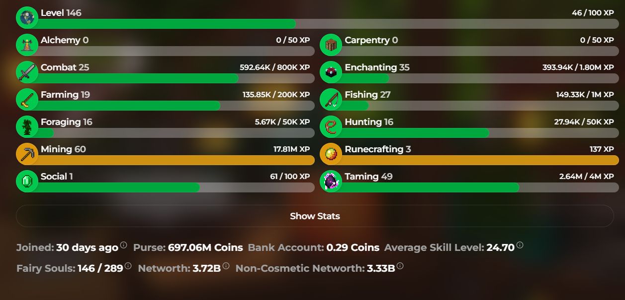 Conta skyblock 3.3b nw