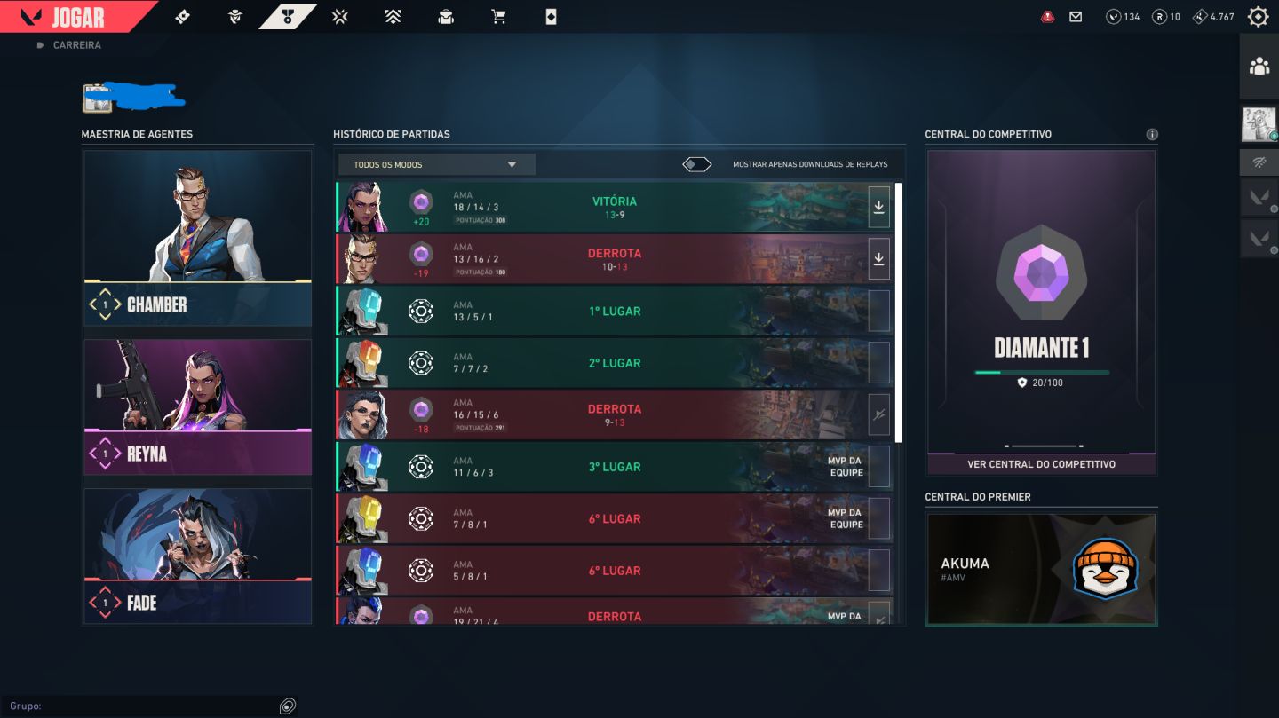 CONTA VALORANT | 190 SKINS CHAMPIONS 2023/2024 | DIAMANTE 1 | R$3.617 GASTOS.