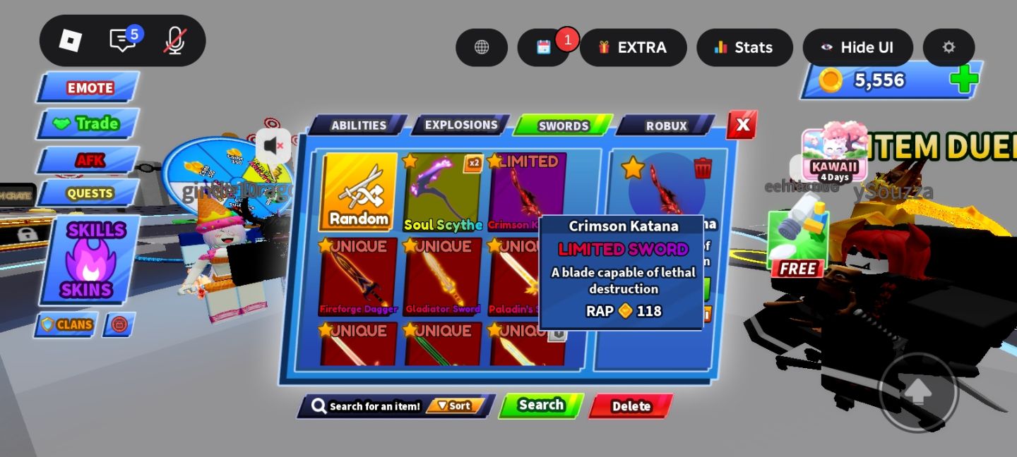 Conta Roblox (project slayers, 1 limited itens, Blox Fruits)