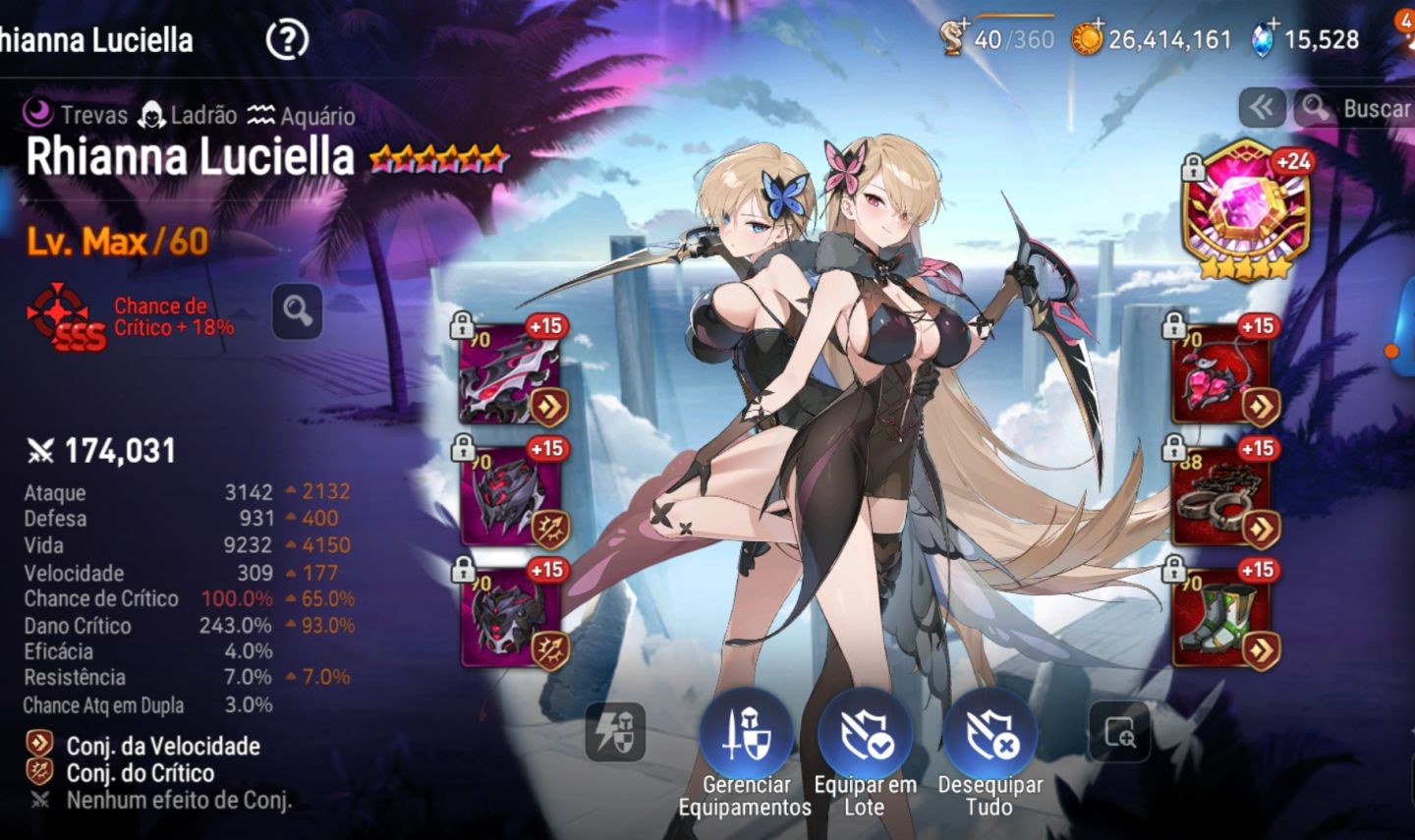 Epic Seven GLOBAL | 53 ML5 | Rhianna, Arunka e Belian SSS | Até 310 SPD