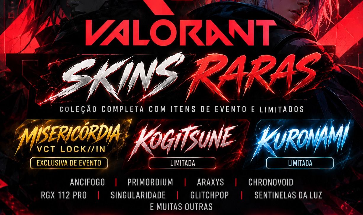 VALORANT RARA | VCT LOCK//IN | KOGITSUNE | KURONAMI | 15 FACAS (3 anos de conta)