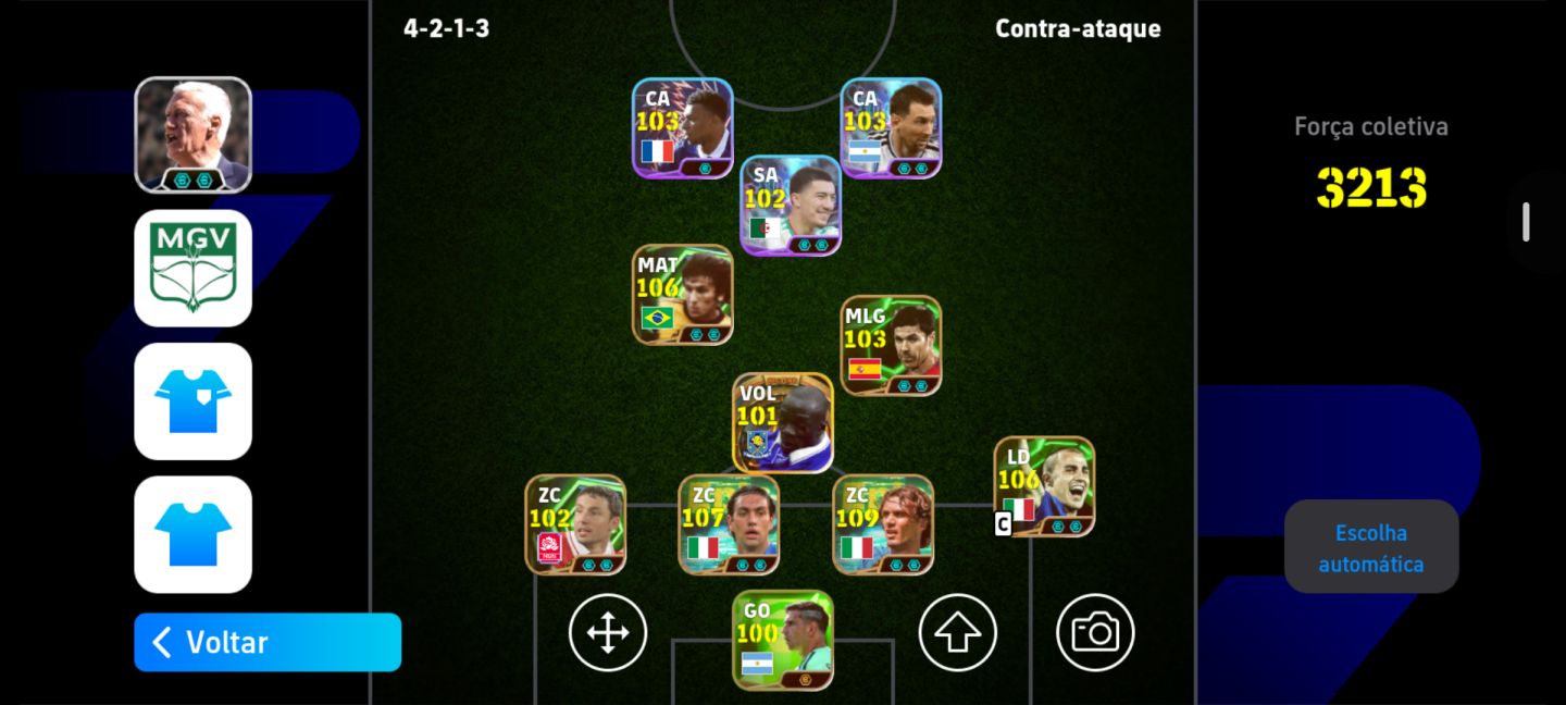 CONTA DE EFOOTBALL | ZICO 106 + MALDINI 109 + NESTA 107 | 3213 DE FORÇA COLETIVA