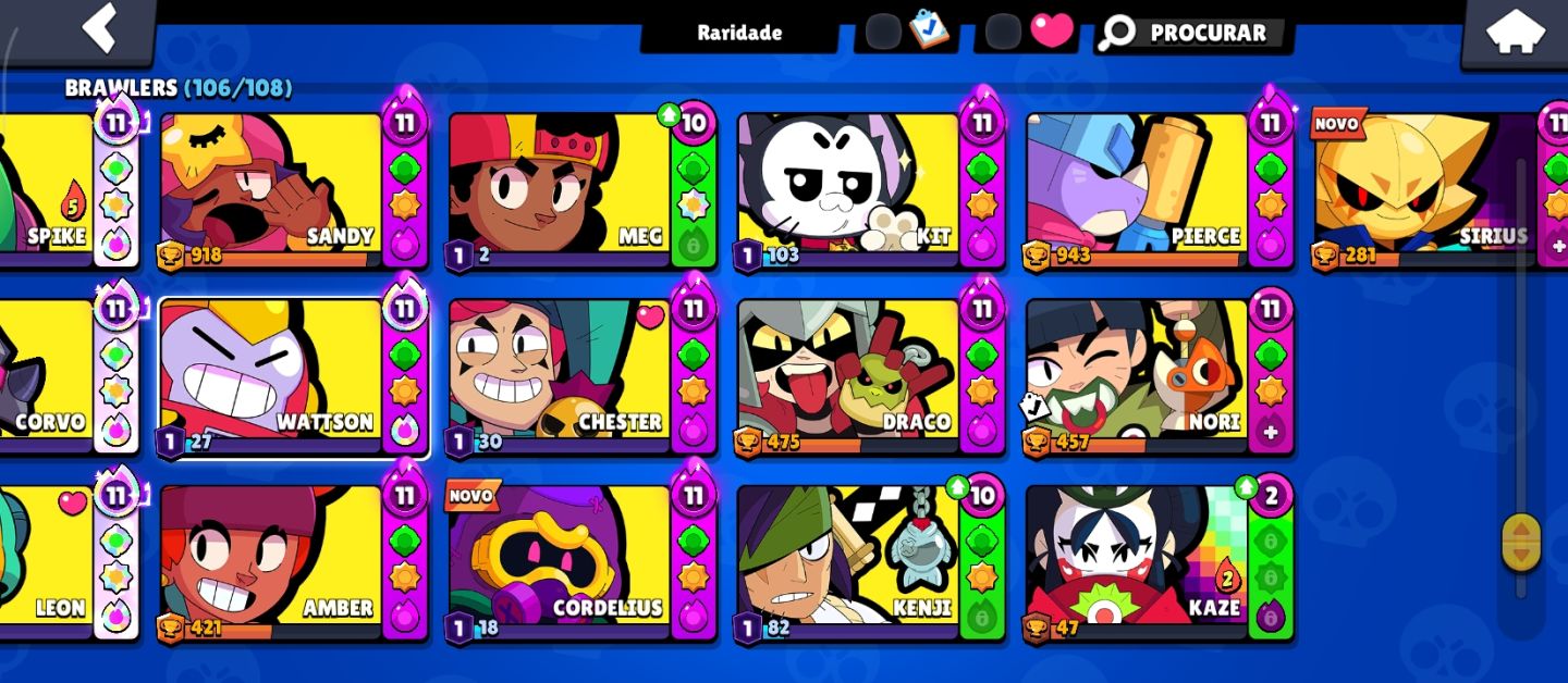 Conta de brawl stras MUITO UPADA com MESTRE NA RANK