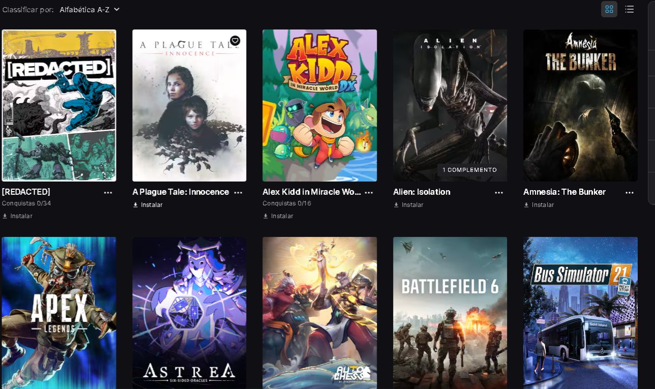 Conta Epic Games com mais de 70 games..