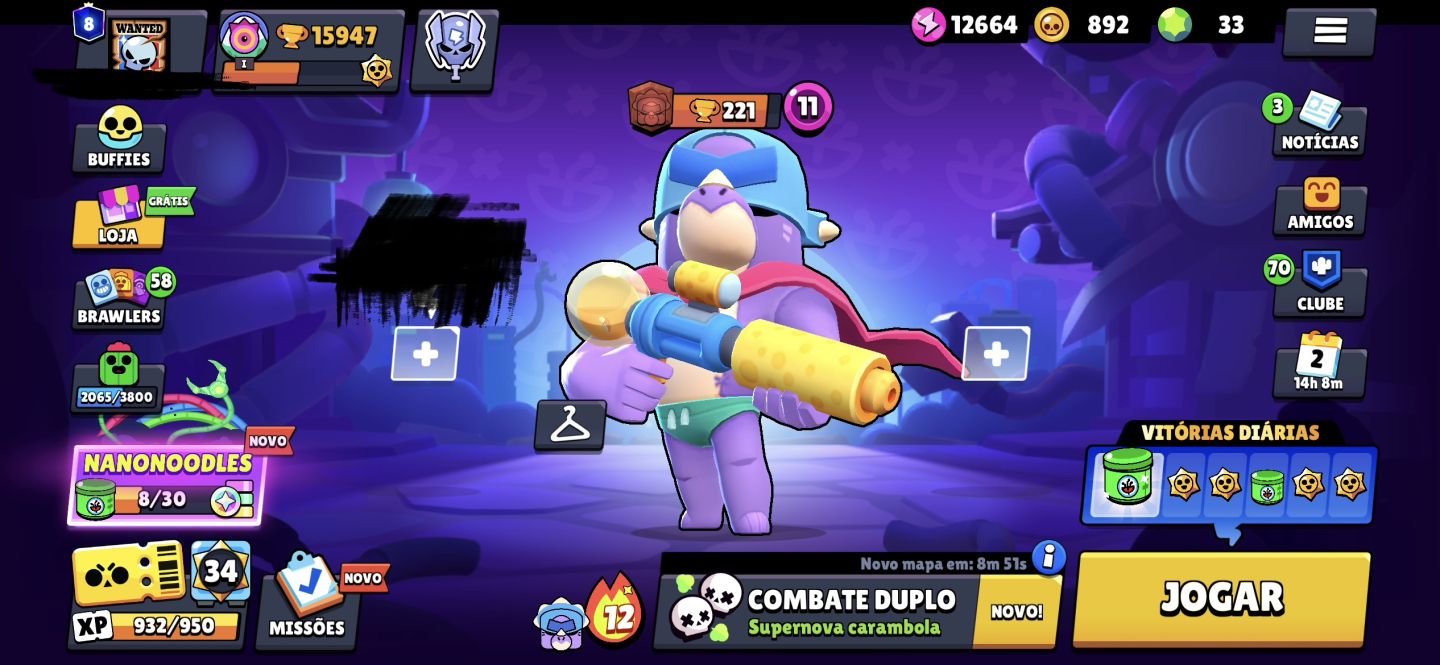 [VENDA] Conta Brawl Stars 15k+ | 3 Lendários MAX + Skins Raras | R$ 550