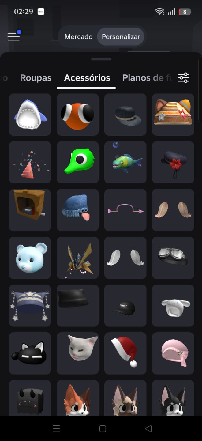 Conta de roblox boa, com bastante item e quase 500 robux