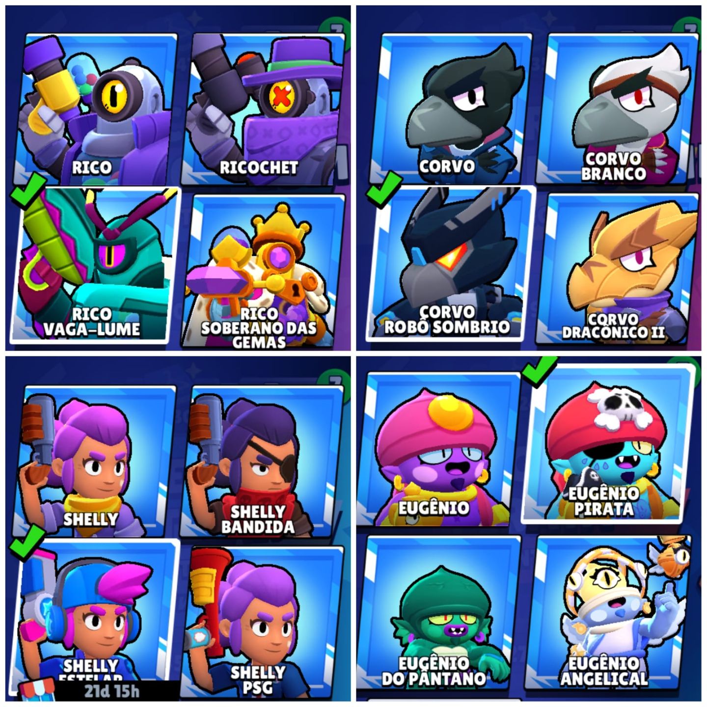 Conta Brawl Stars - 32.679 Troféus | 80/104 Brawlers | 109 Skins | 9 Hipercargas