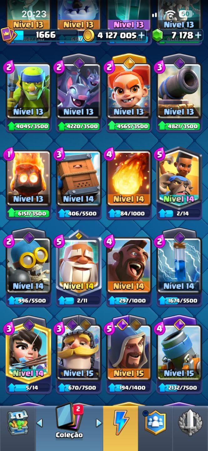 Conta clash royale arena max +4milhao ouro +7k gema