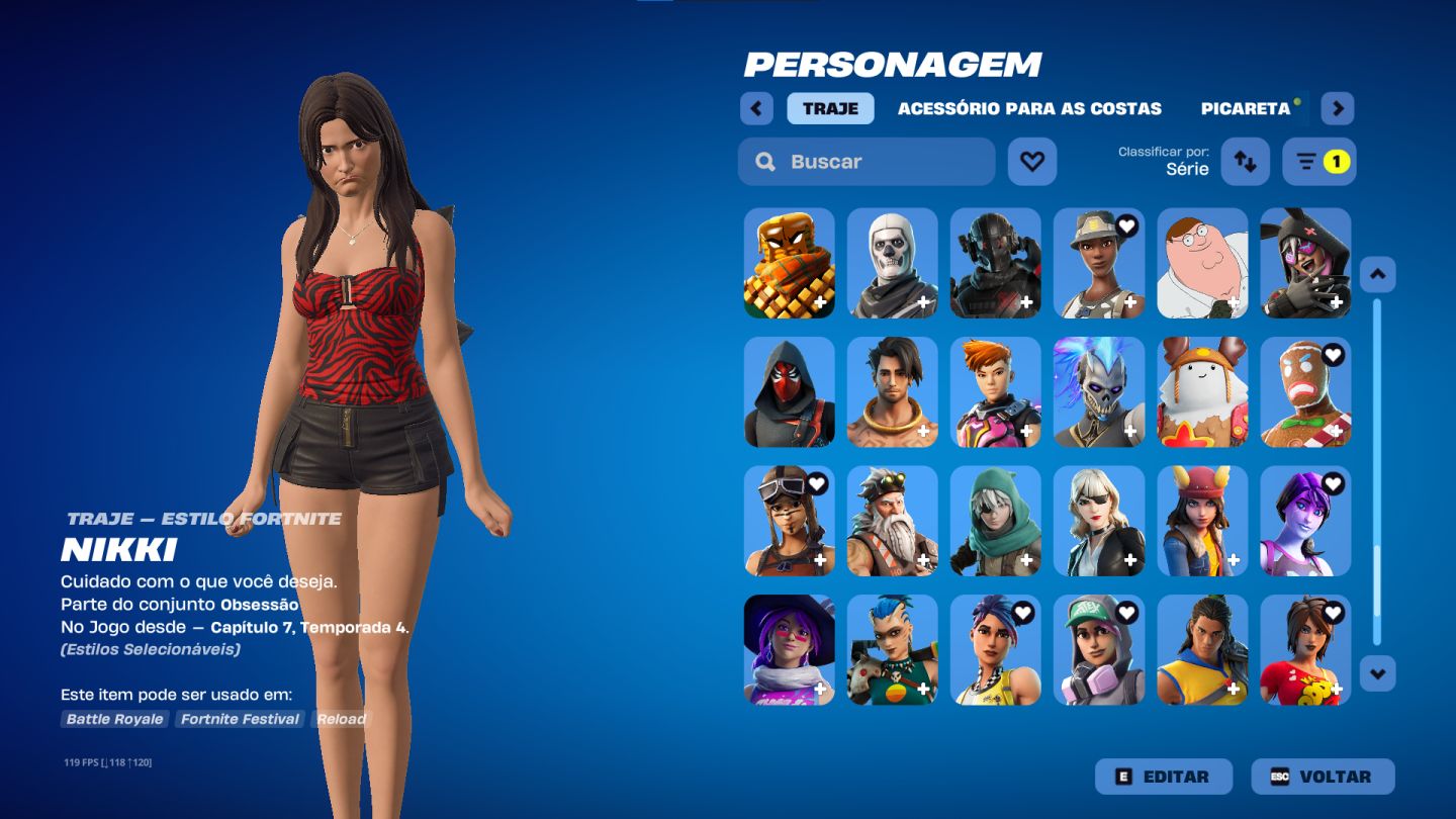 Conta de fortnite rara full season 3 com 145 skins