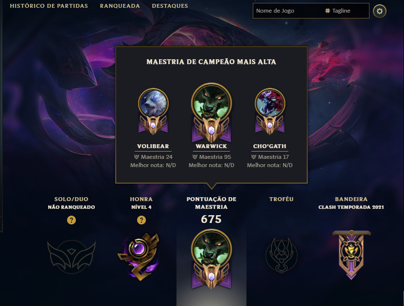 Conta LoL Nível 751 | 293 Skins | 4 Ultimates | Full Champs (mono WW)
