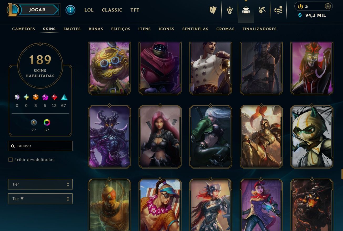 CONTA DE 2016 - 189 SKINS - LVL 306 - TODOS CAMPEÕES - 94K DE EA - 55 CROMAS