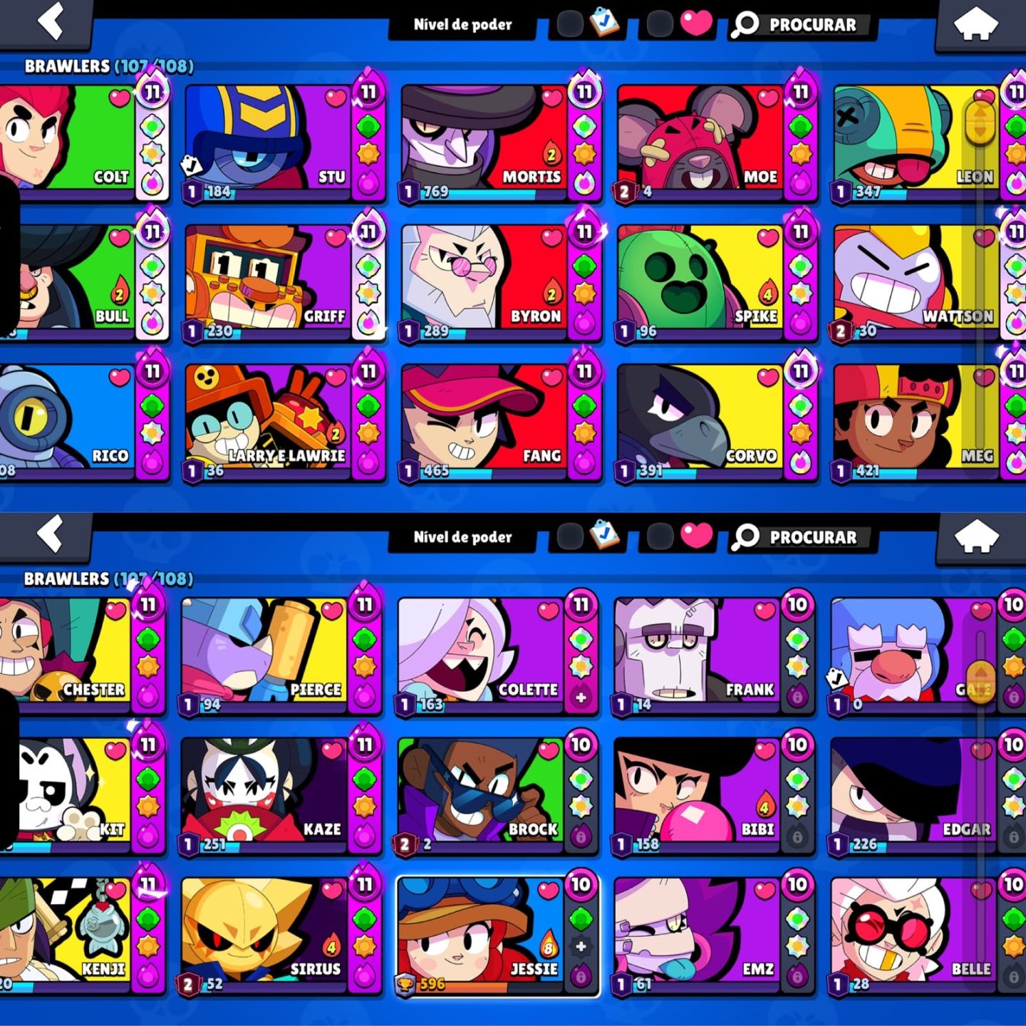 CONTA DE BRAWL STARS 90K DE TROFEUS | 107 BRAWLERS varias skins