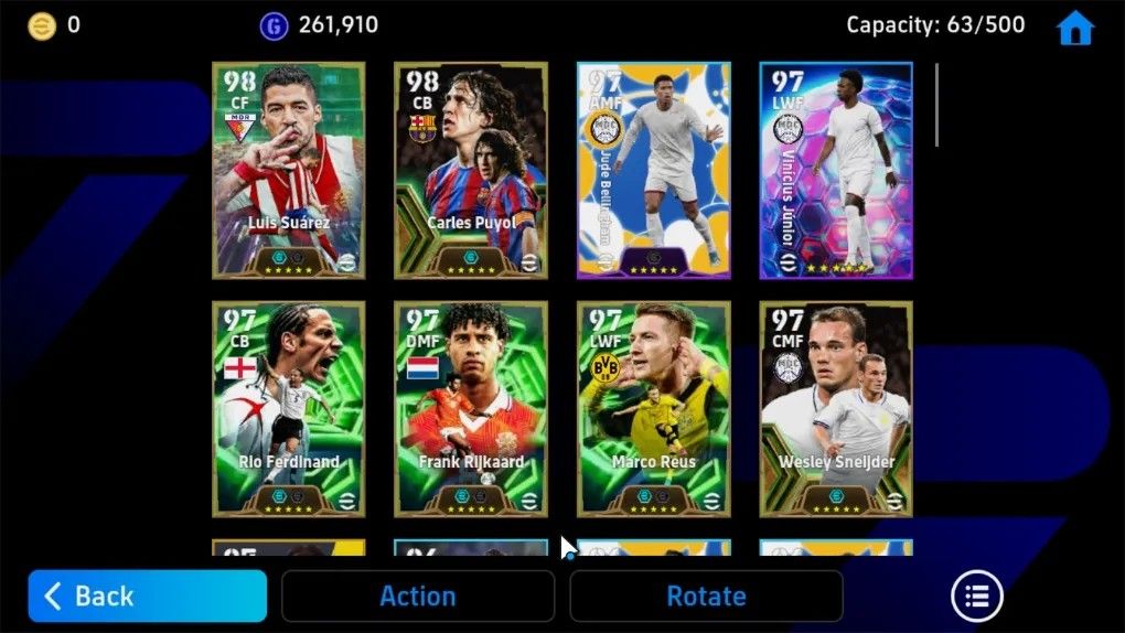CONTA DE EFOOTBALL C/ SUÁREZ, PUYOL, FERDINAND, RIJKAARD, SNEIJDER, MESSI 3147