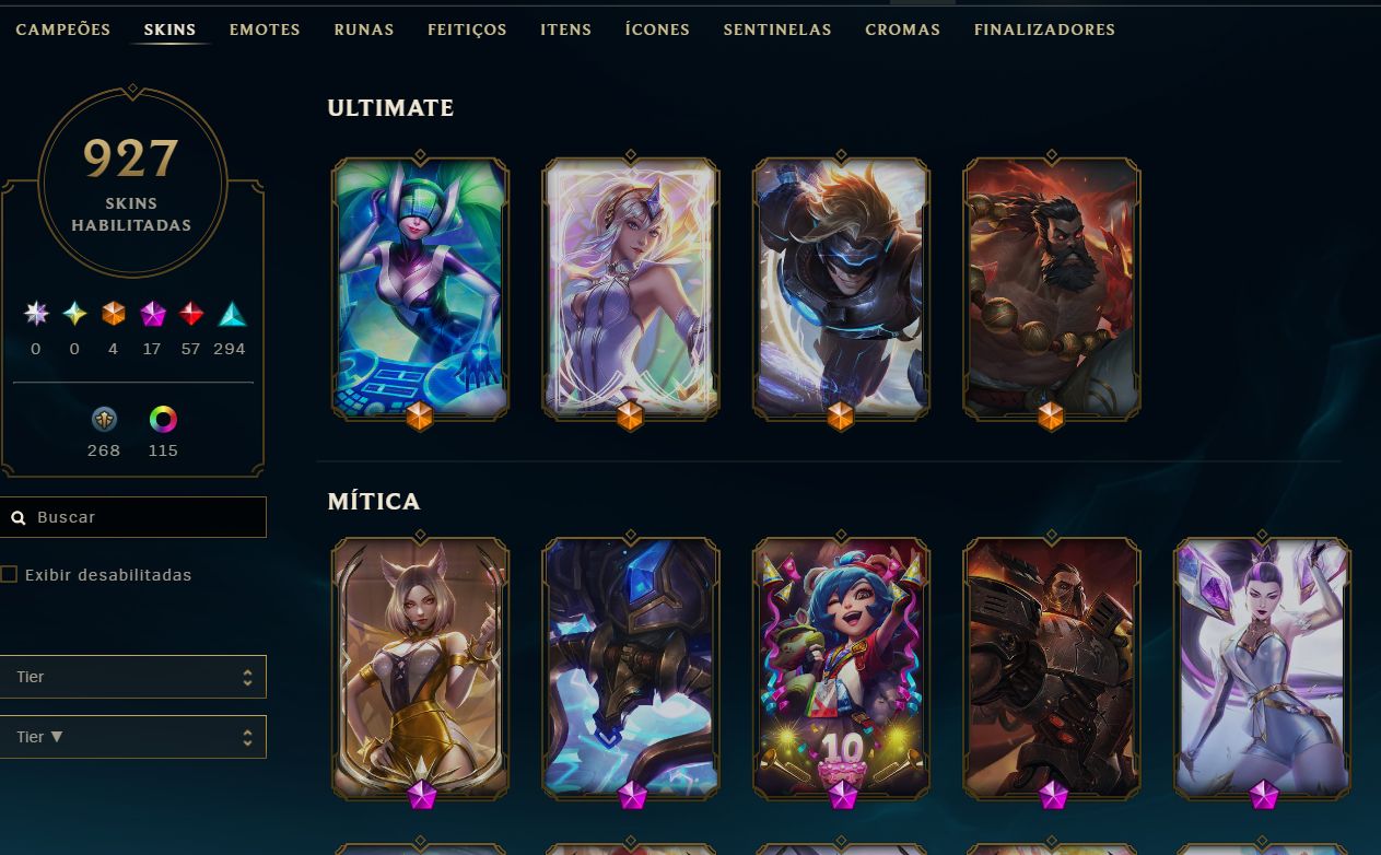 Conta LOL - 927 Skins