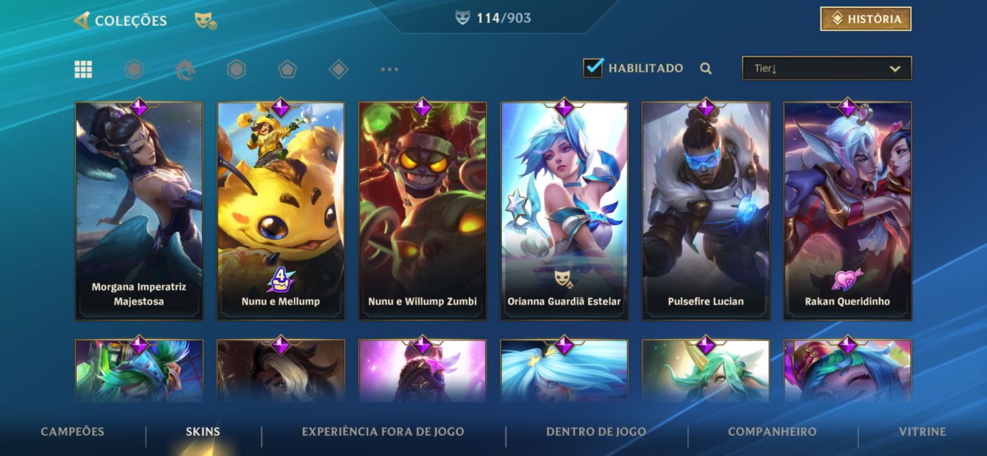 Conta Wild Rift ex desafiante com 114 skins, main adc