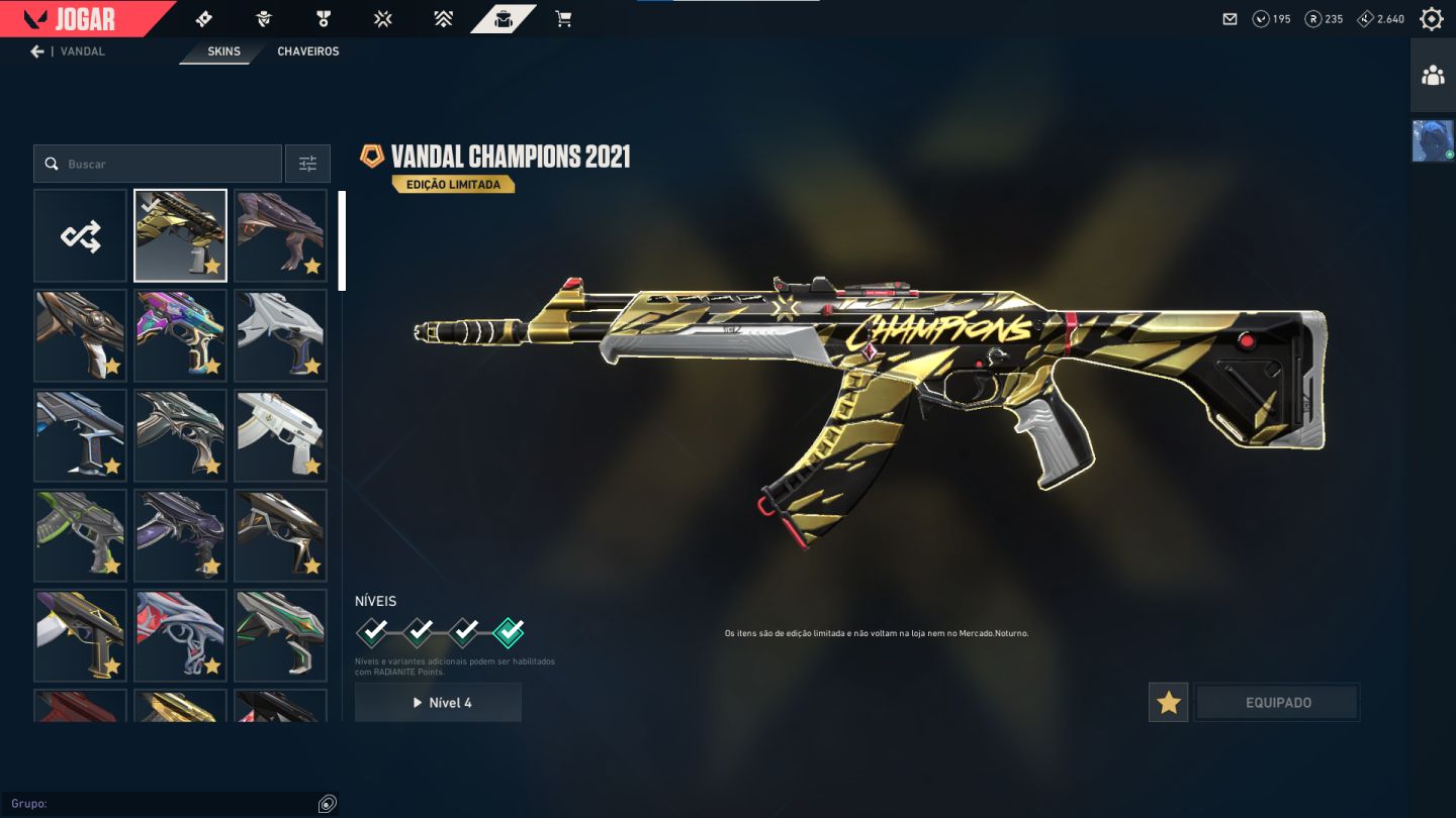 Conta Valorant com varias skins raras e normais o primeiro Mundial completo