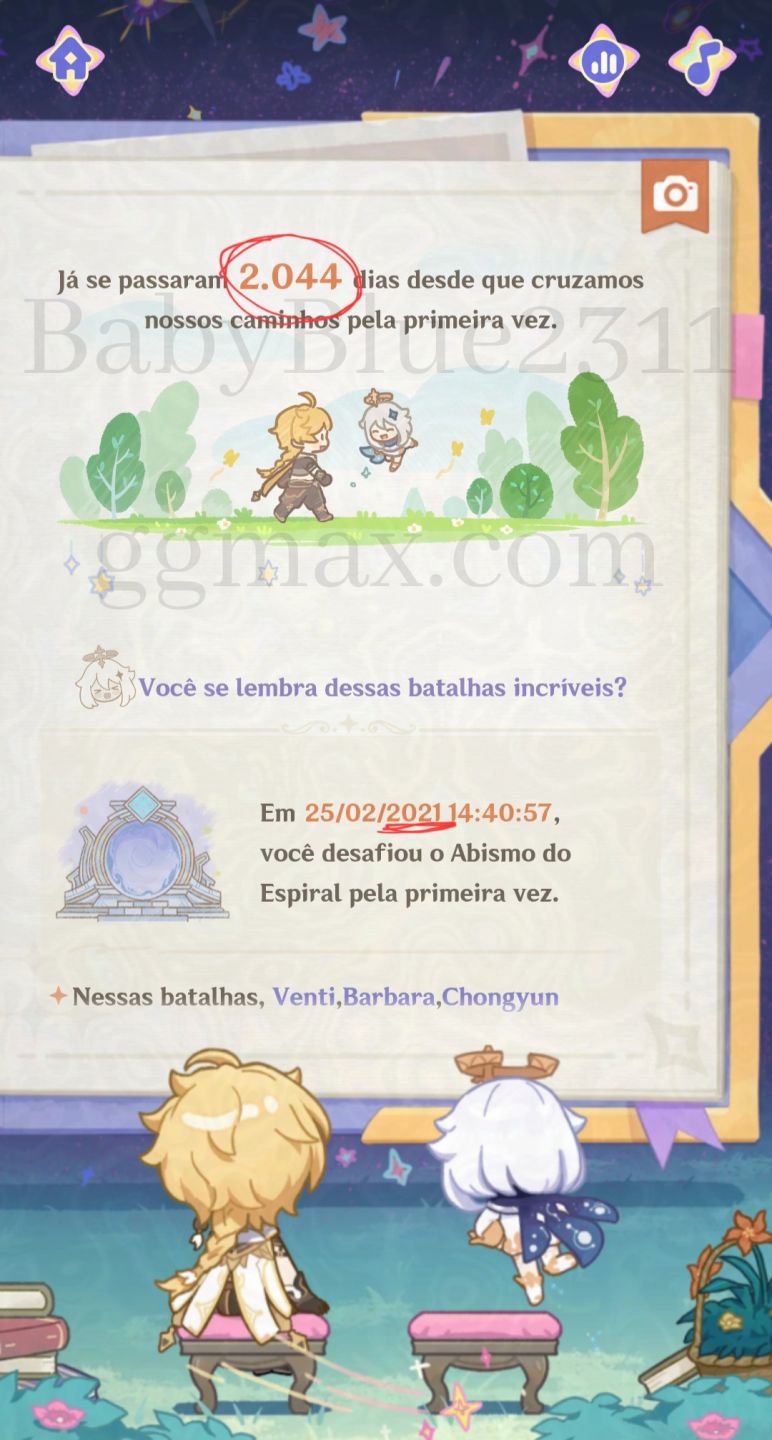 Conta de Genshin Impact, criada em 2021, rank 55