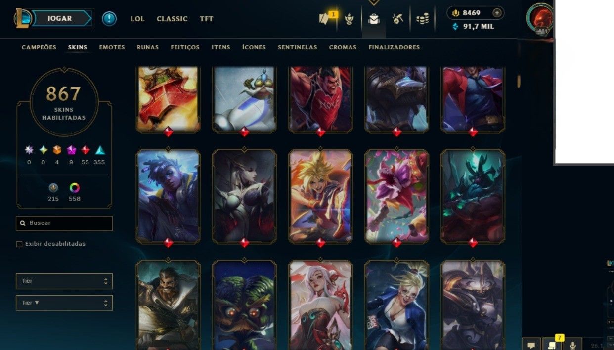 CONTA + 850 SKINS +500 CROMAS + 800 ICONES 500 EMOTES + TROCA DE NICK DISPONIVEL