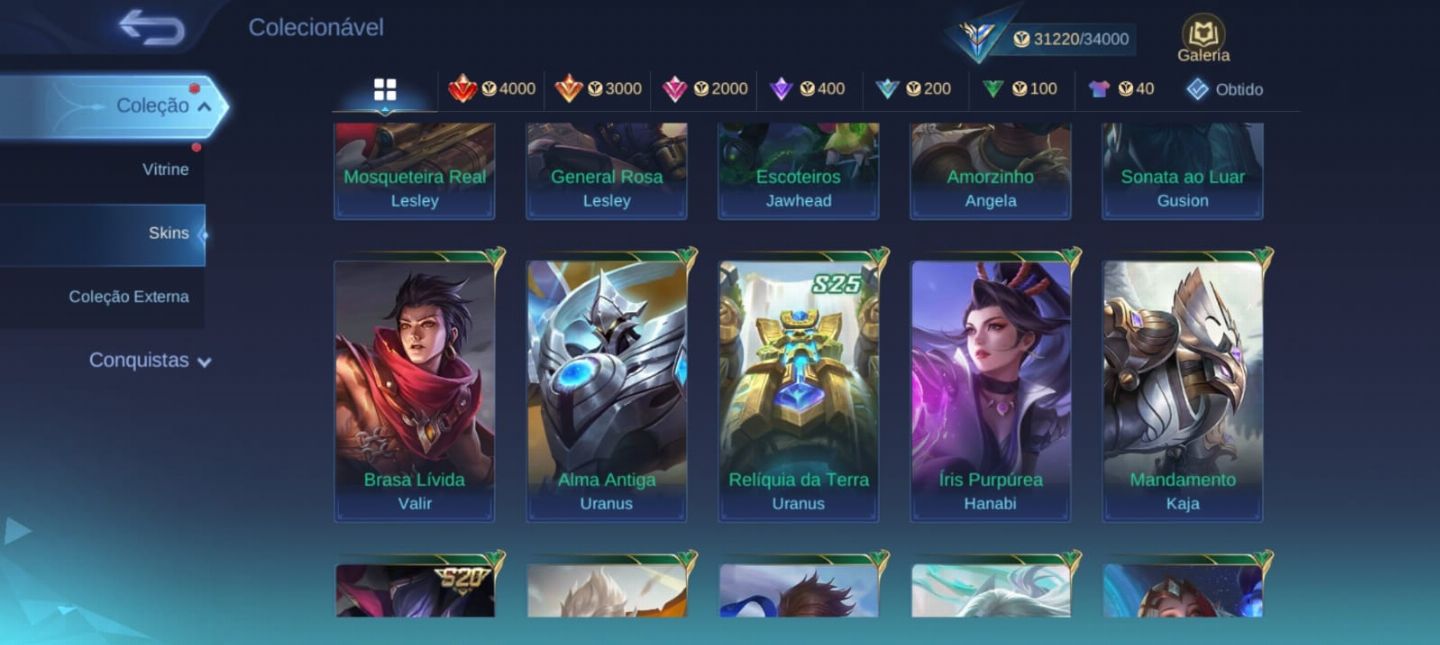 Conta NÍVEL COLECIONADOR MLBB - MOBILE LEGENDS