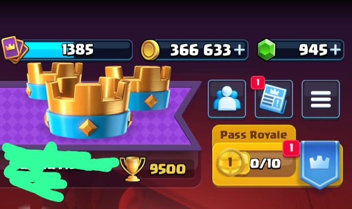 CONTA CLASH ROYALE 9500 TROFÉUS
