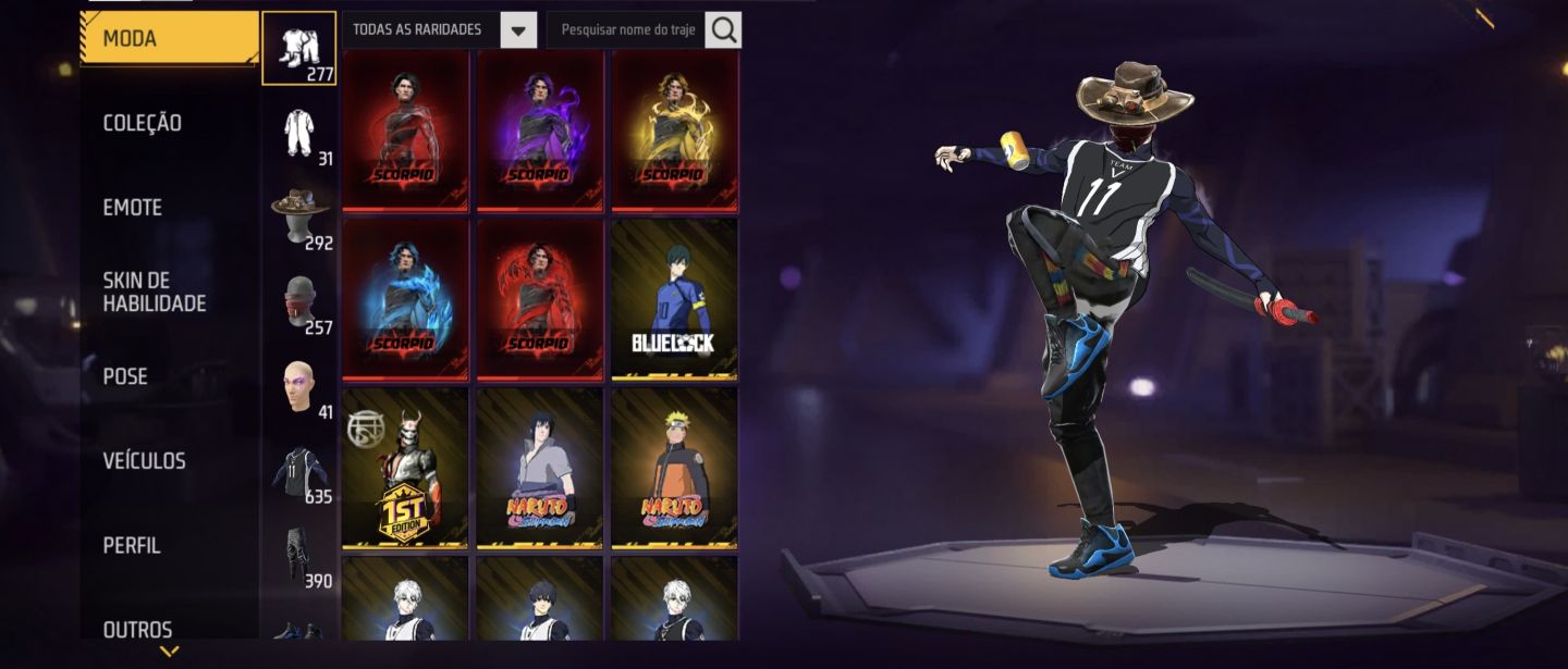 Conta Free Fire Veterana: Passes 4 Ao 9 + Full Ragnarok + Prime 7 + steamp punk