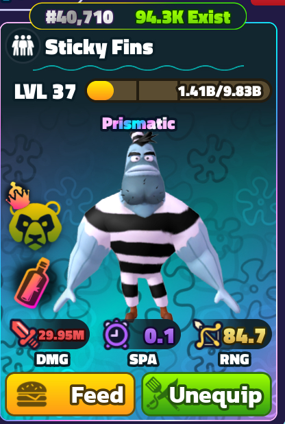 (QUEIMA DE ESTOQUE) UNITS E PETS PRISMATICOS- SPONGEBOB TOWER DEFENSE