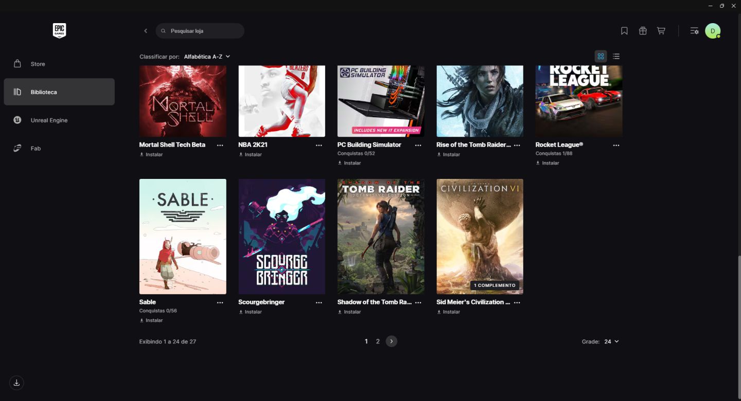 Conta epic games com jogos