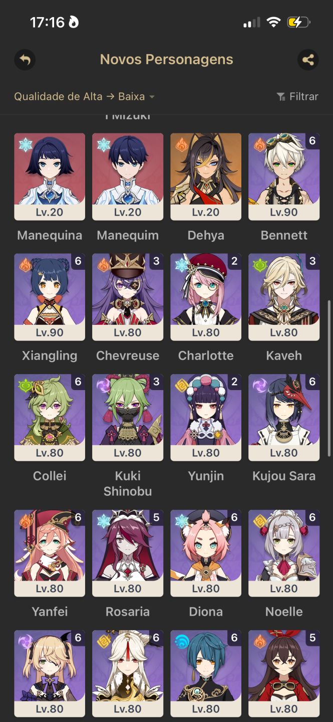 27 personagens limitados - genshin