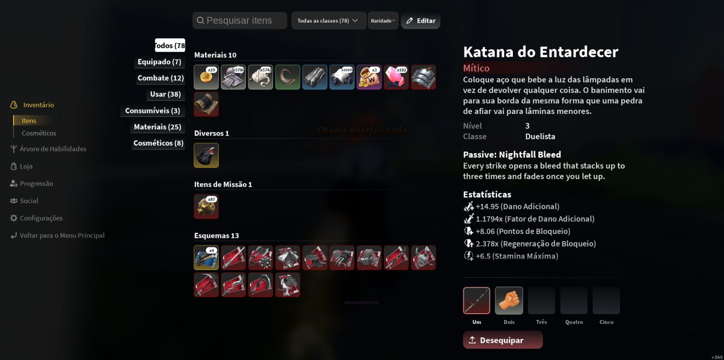 PROJECT SLAYER 2 CONTA- LVL MAX KATANA NIGHTFALLL T3 CAPE NIGHTFALL T3, MASK T2