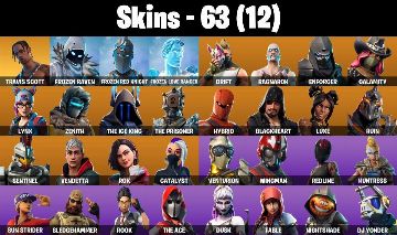 CONTA FORTNITE COM 63 SKINS TRAVIS SCOTT/LYNX/ROX/LUXE/EMBER/AURA/RUIN