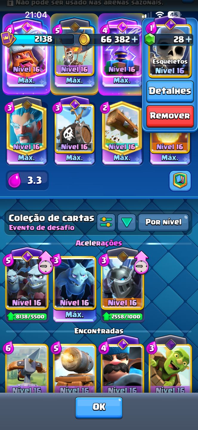 CONTA CLASH ROYALE! 14k+ já foi maior campeão. Cartas níveis top tier