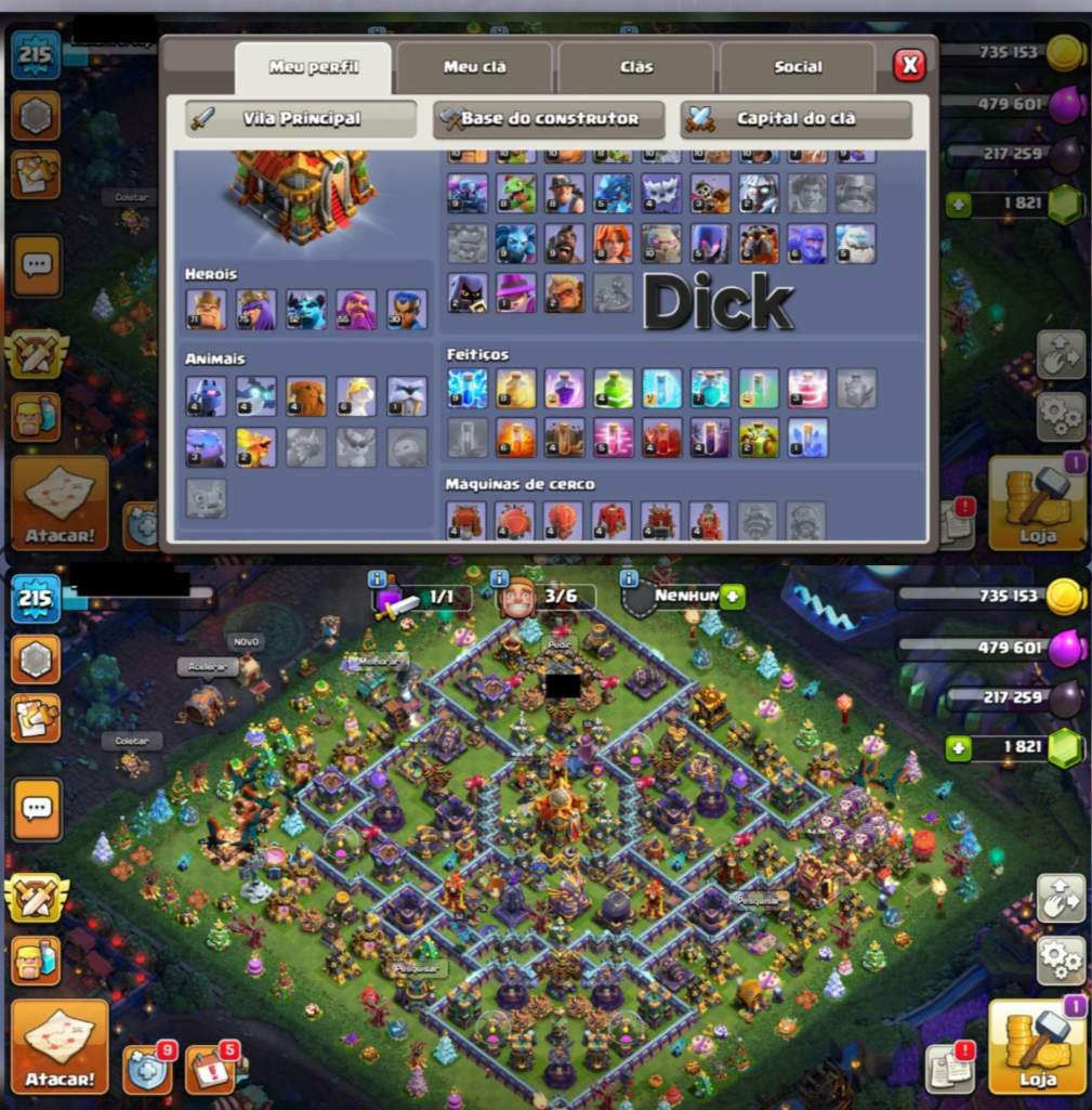 CV 16/XP 215/ Muros full 15/Dick Contas Clash of Clans